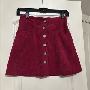 I.N. Girls Corduroy Skirt Scalloped Buttons Maroon EUC 10-12